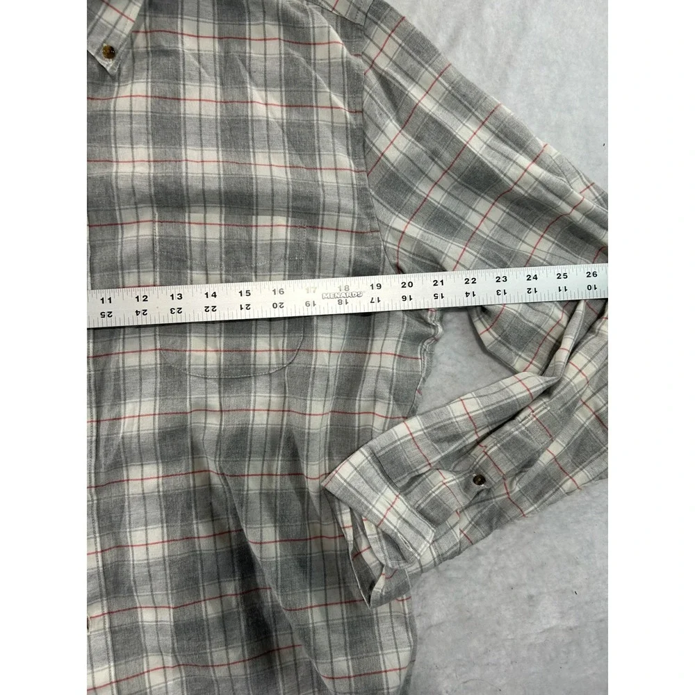 J. Crew Slim Brushed Twill Plaid Button Down Shirt Grey Red XL Mens Long Sleeve